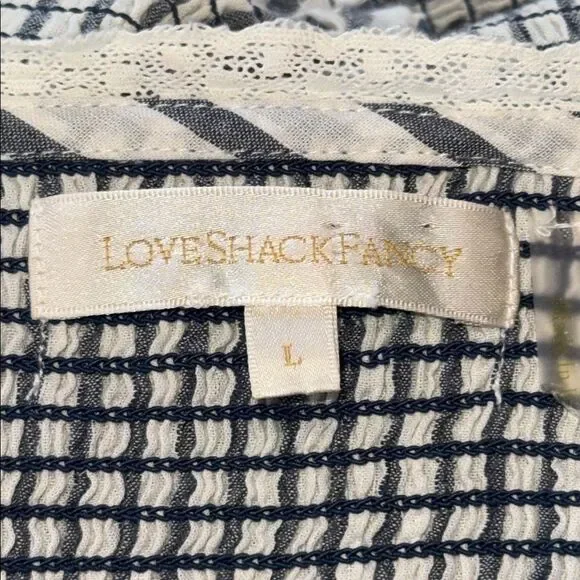 LOVESHACKFANCY THEA DRESS - STRIPE Navy/White Large - Picture 13 of 15